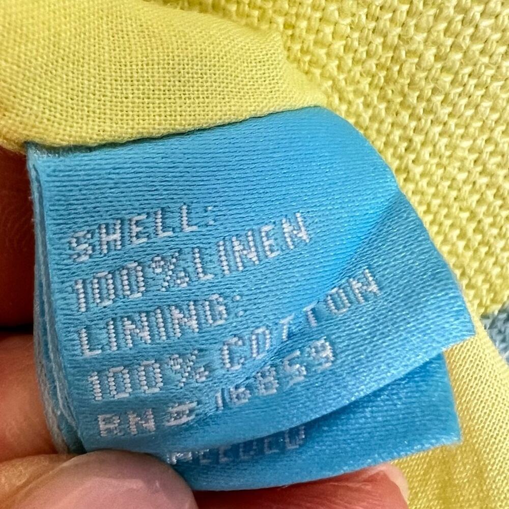 J. McLaughlin Edie Linen A Line Dress sz 0 Yellow Blue Paisley Preppy Summer - Picture 7 of 9